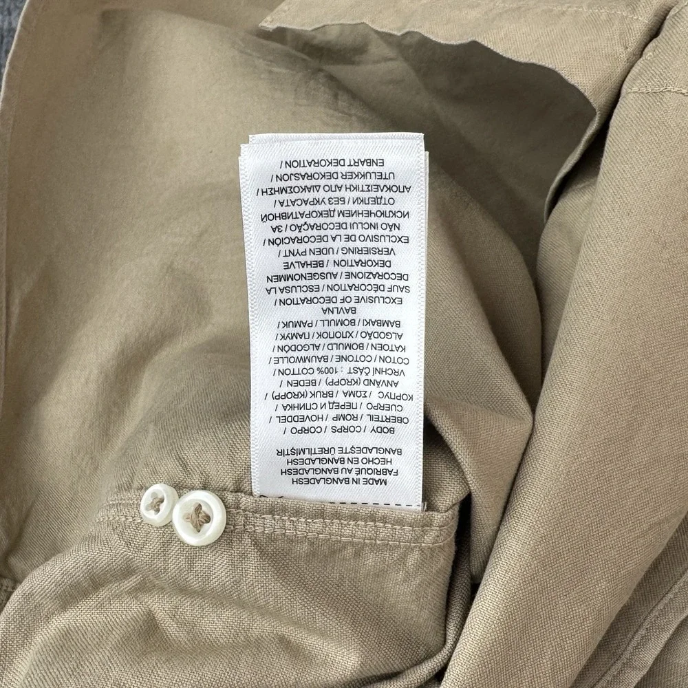 Polo Ralph Lauren Button Down Shirt Mens 2XB Khaki Classic Oxford Short Sleeve
